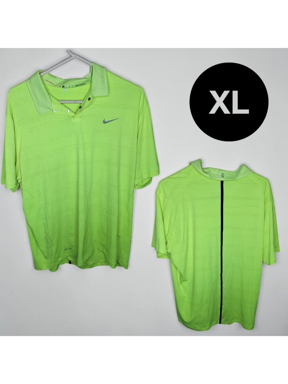 Nike Golf Tiger Woods Air Flow ADV Cooling Polo 639823-702 Neon Yellow Men’s xl